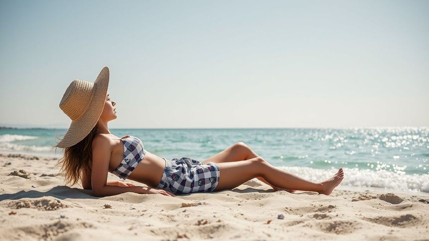 Девушка пляж лето море