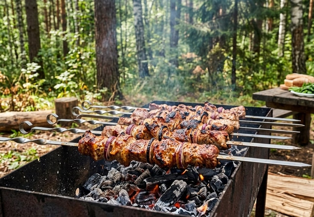 Шашлык в лесу