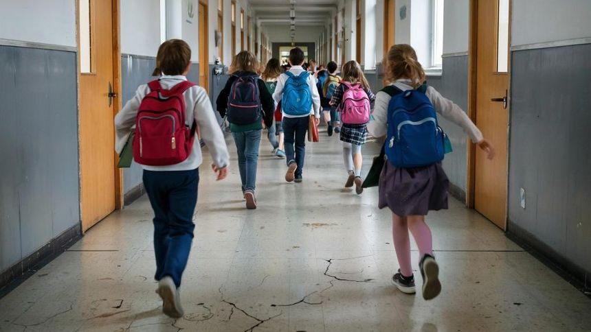 В омской школе тушат пожар